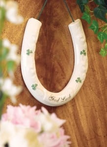 The Belleek good luck horseshoe wall-hanging is ideal to wish a bit of Irish luck to newlyweds.
