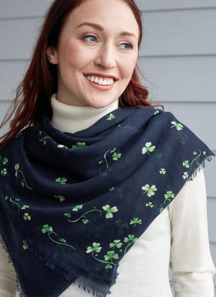 Shamrock Sprig Scarf available on Blarney