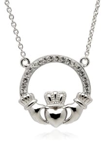 Claddagh Pendant Encrusted With Swarovski Crystals