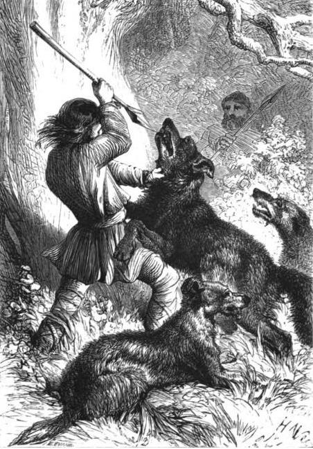 Wolf hunt with Wolfhounds. By Thomas Miller [Public domain], via Wikimedia Commons