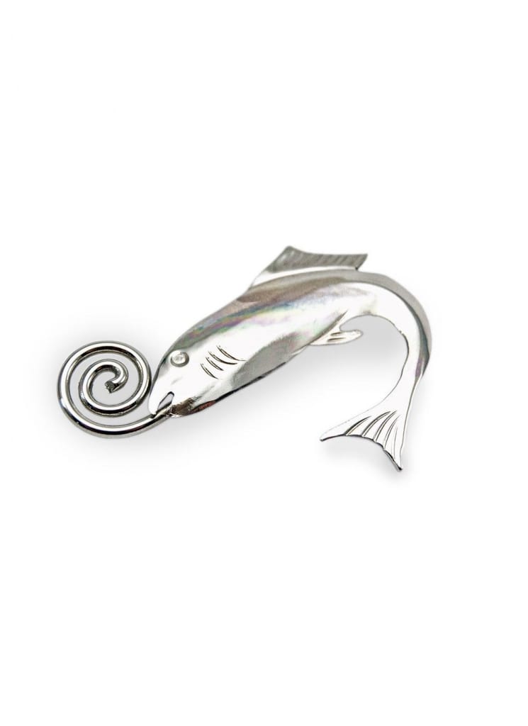 Silver Salmon Of Knowledge Brooch, US$55.00