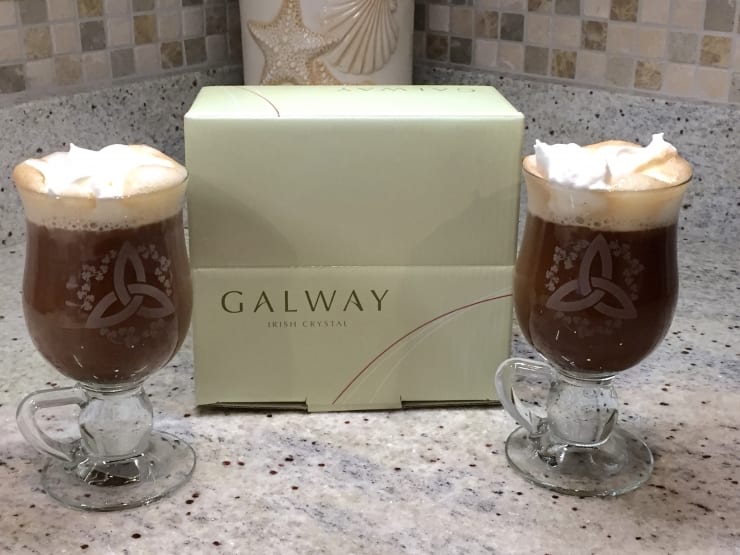 Barbara won a set of Galway Crystal Trinity Knot Irish Shamrock Latte Glasses 