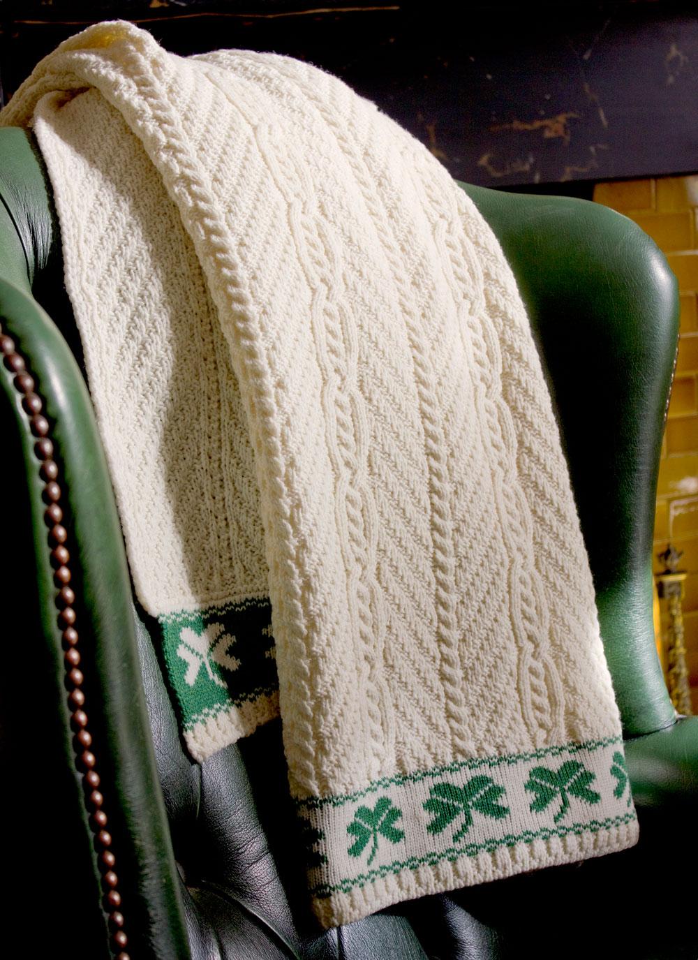 Shamrock Cable Stitch Aran Throw