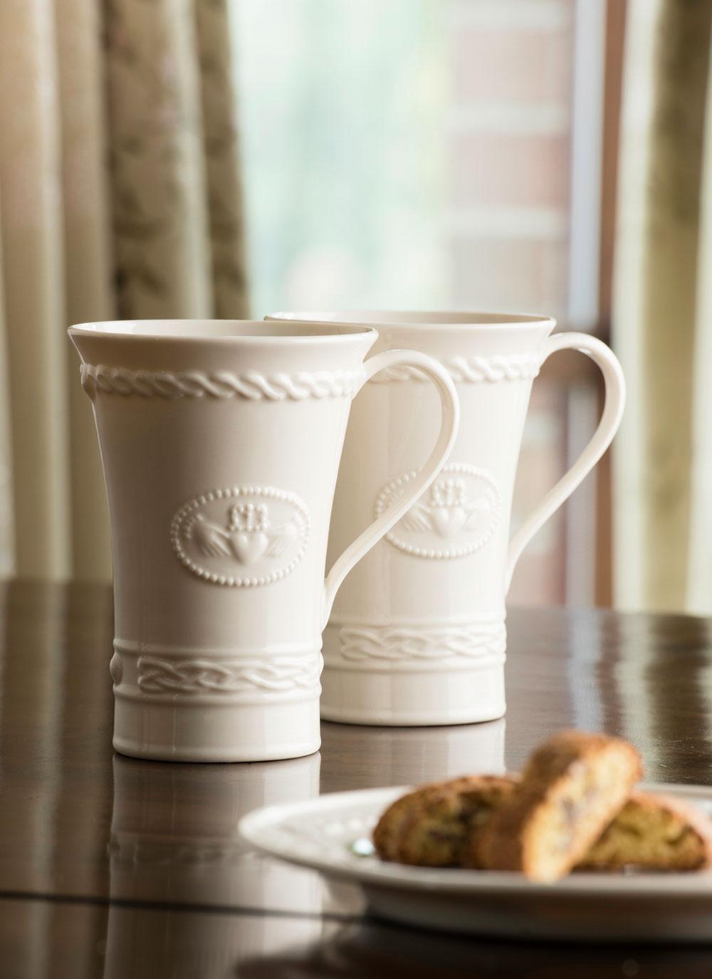Belleek Claddagh Latte Mug Pair