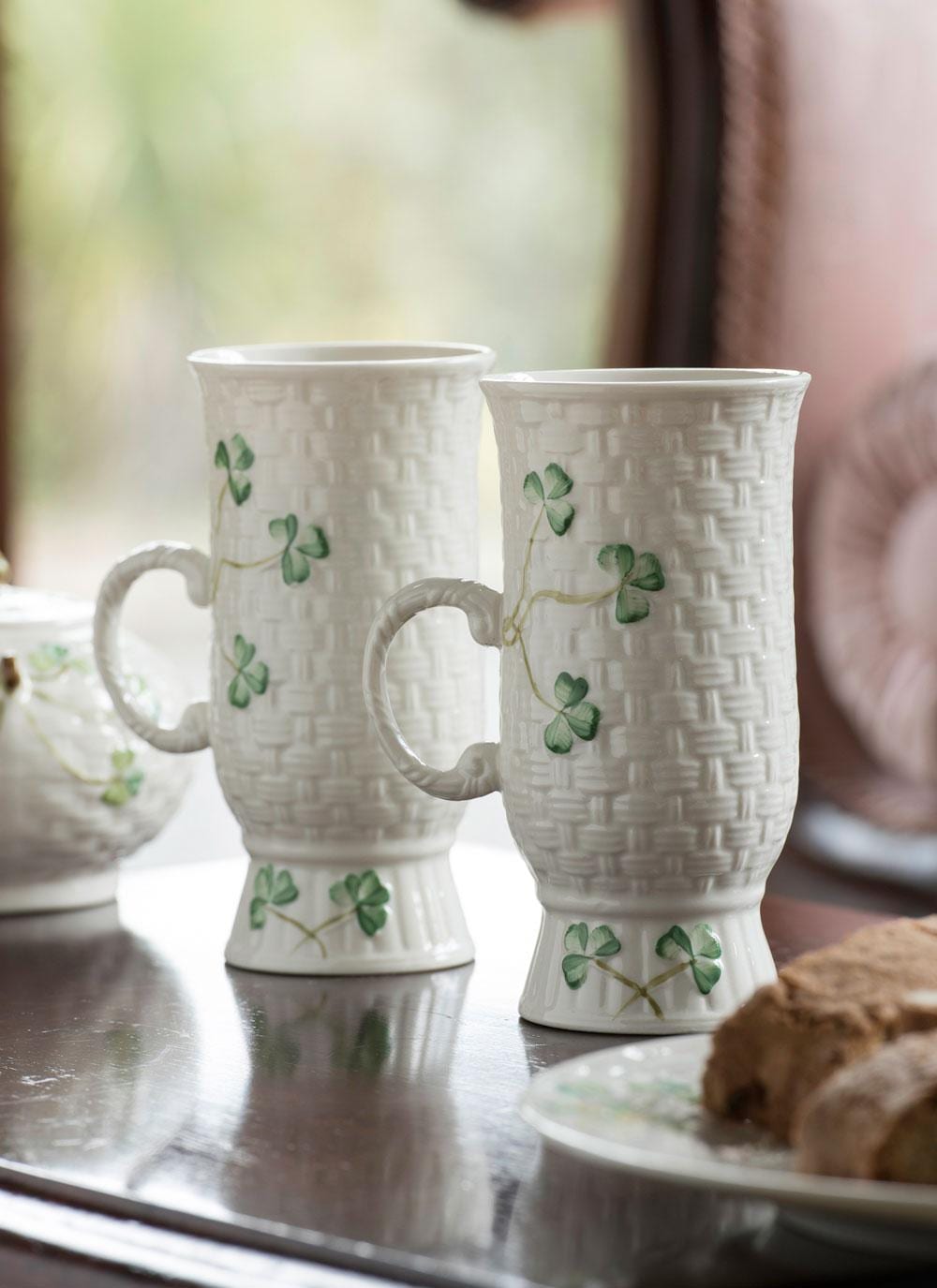 Shamrock Irish Coffee Mugs Pair