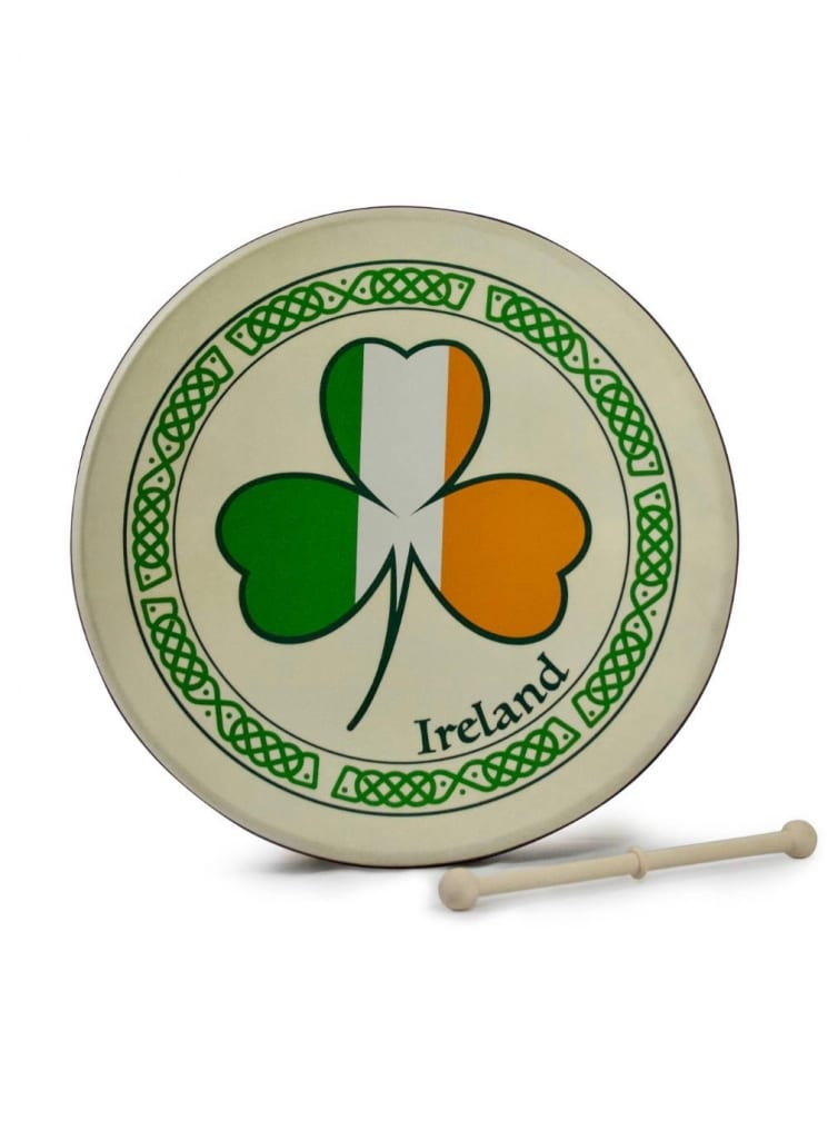 Tricolor Shamrock 15'' Bodhran available at Blarney.com