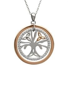 Sterling Silver & Irish Rose Gold Tree of Life Pendant