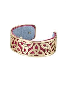 Gold Plated & Leather Trinity Bangle