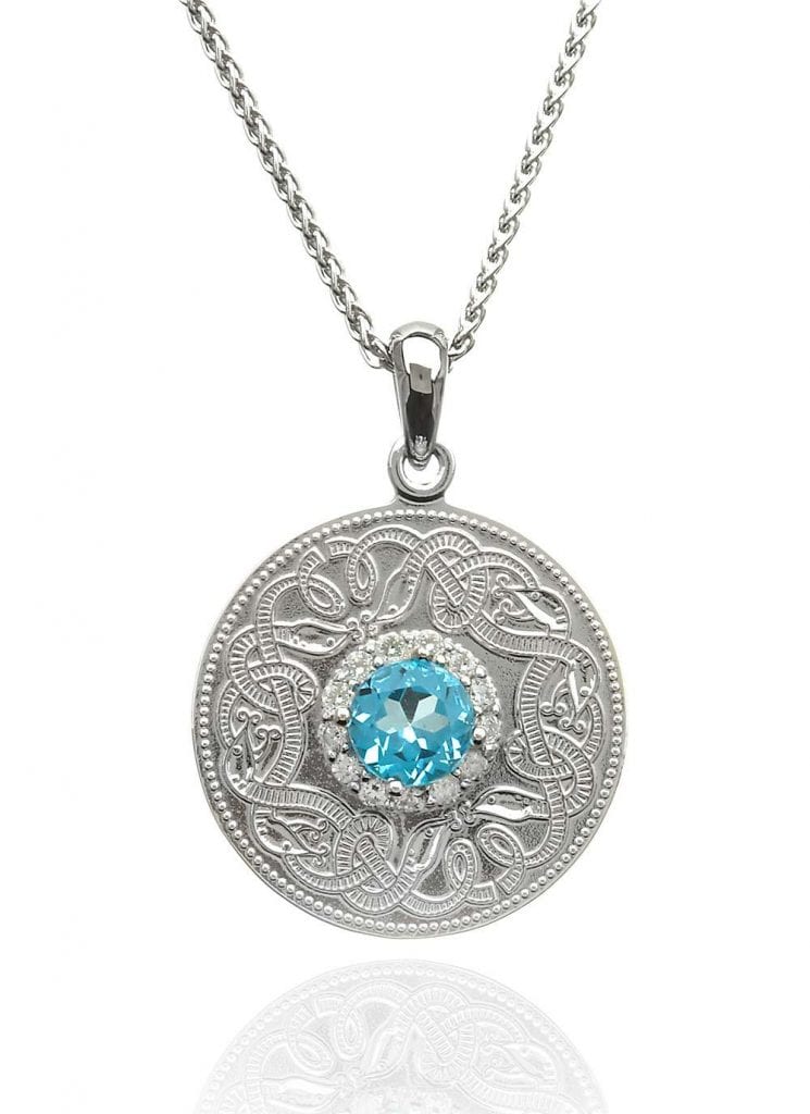 Sterling Silver Swiss Blue Small Celtic Warrior Pendant