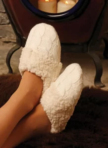 Unisex Cable Knit Aran Slippers