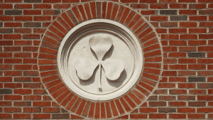 stone shamrock on a building