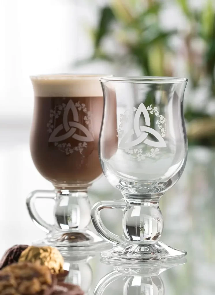 Pair of Trinity Knot Irish Latte Glasses