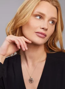 14ct Gold Tree Of Life Pendant With Diamonds & Emeralds