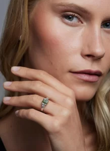 Sterling Silver Connemara Marble Trinity Knot Ring