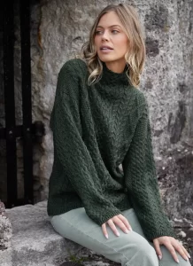 Ava Aran Funnel Neck Sweater
